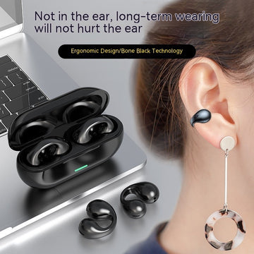 Open-Ear Clip Wireless Headphones - Pain-Free Bluetooth 5.3 Earbuds for All-Day Comfort
