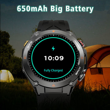 SENBONO rugged GPS smartwatch with 1.45-inch HD screen, showing altitude and compass data for outdoor hiking and climbing.