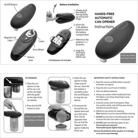 One-Touch Electric Can Opener – Automatic Hands-Free Kitchen Gadget for Seniors & Arthritis