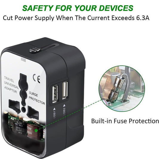 Universal Travel Adapter | Worldwide All-in-One Wall Charger | International Power Plug for 150+ Countries