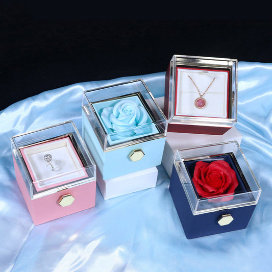 Rotating Rose Jewelry Gift Box | Eternal Soap Flower Box for Valentine’s Day