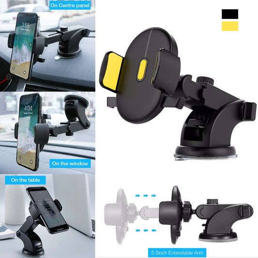 Long Arm Telescopic Car Phone Mount - Ultra-Strong Suction Cup Dashboard Holder