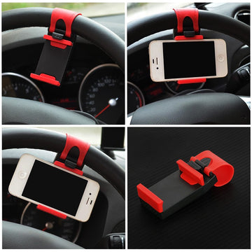 Universal Car Steering Wheel Phone Holder | Hands-Free Clip Mount | Adjustable GPS Bracket for iPhone & Android