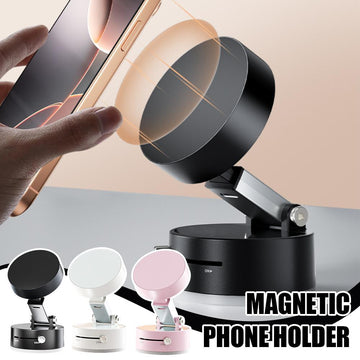 Magnetic Vacuum Car Phone Holder | Foldable Suction Cup Mount | Hands-Free Navigation Stand for All Smartphones
