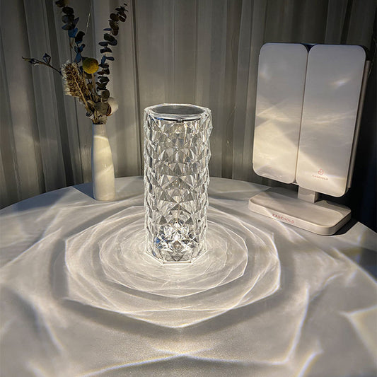Rose Crystal Diamond Table Lamp | Touch Control RGB Atmosphere Light