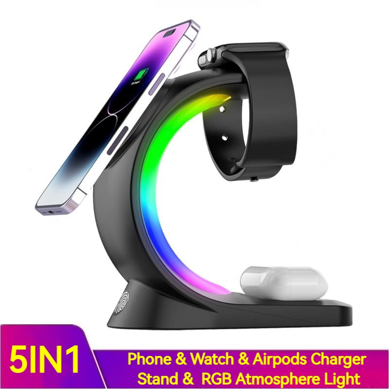 Magnetic charging dock with smart night light