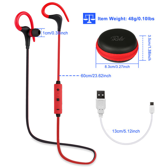 Wireless Bluetooth Sports Headphones - Sweatproof In-Ear Earphones for Running & Gym