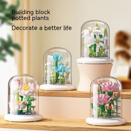 Premium Building Block Flower Bouquet - Eternal Rose Decor & Assembly Toy