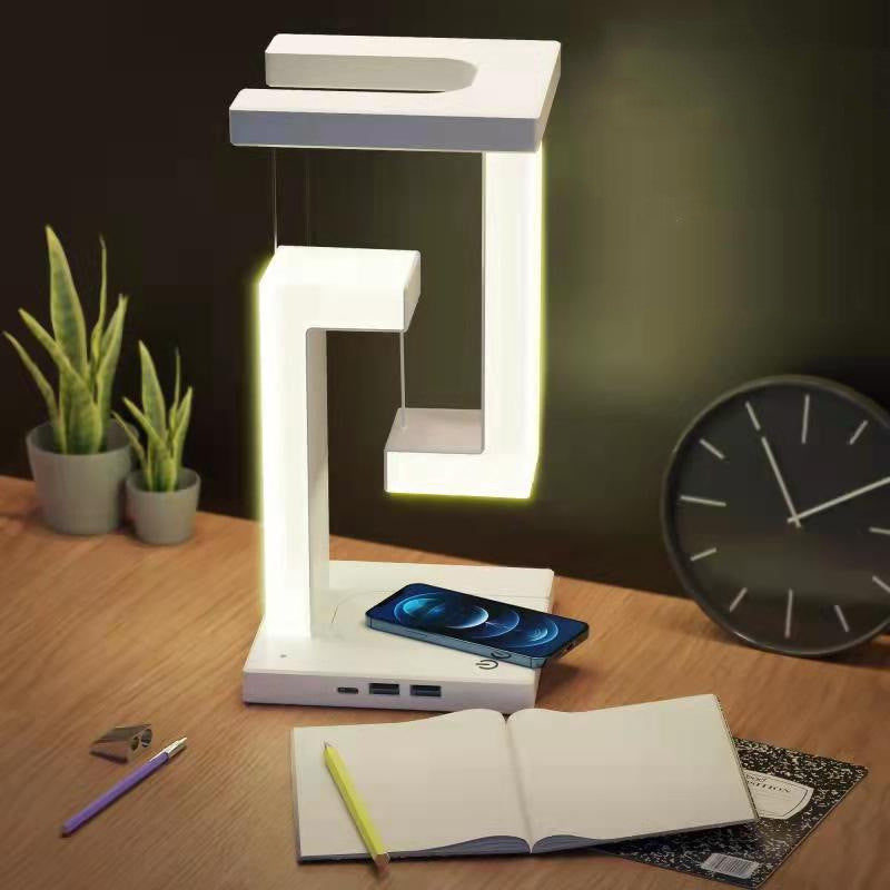 Creative Floating Balance Lamp with Wireless Charging – Modern Magnetic Suspension Table Lamp for Home & Bedroom Decor