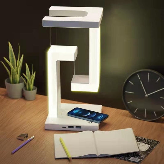 Creative Floating Balance Lamp with Wireless Charging – Modern Magnetic Suspension Table Lamp for Home & Bedroom Decor