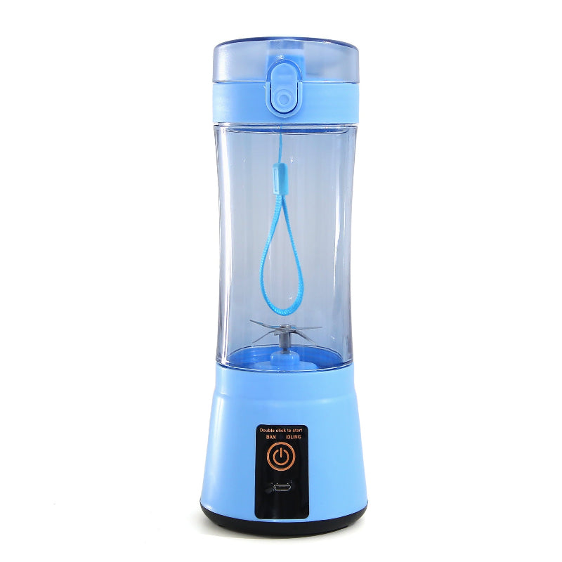 Blue portable blender on a white background